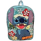 Ruz Stitch Unisex Licensed 15 Inch School Bag Backpack (Black-Blue)