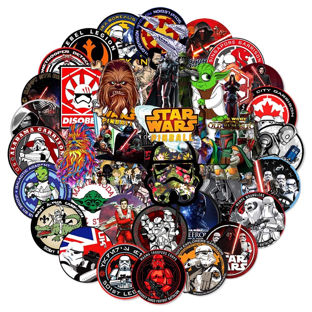 100Pcs Laptop Stickers of Star Wars, Vinyl Waterproof Decals for Cars Bumper Bike Motorcycle Computer Skateboard Hard Hat Water Bottle Room Wall, Gift for Boys Girls Kids Teens Friends