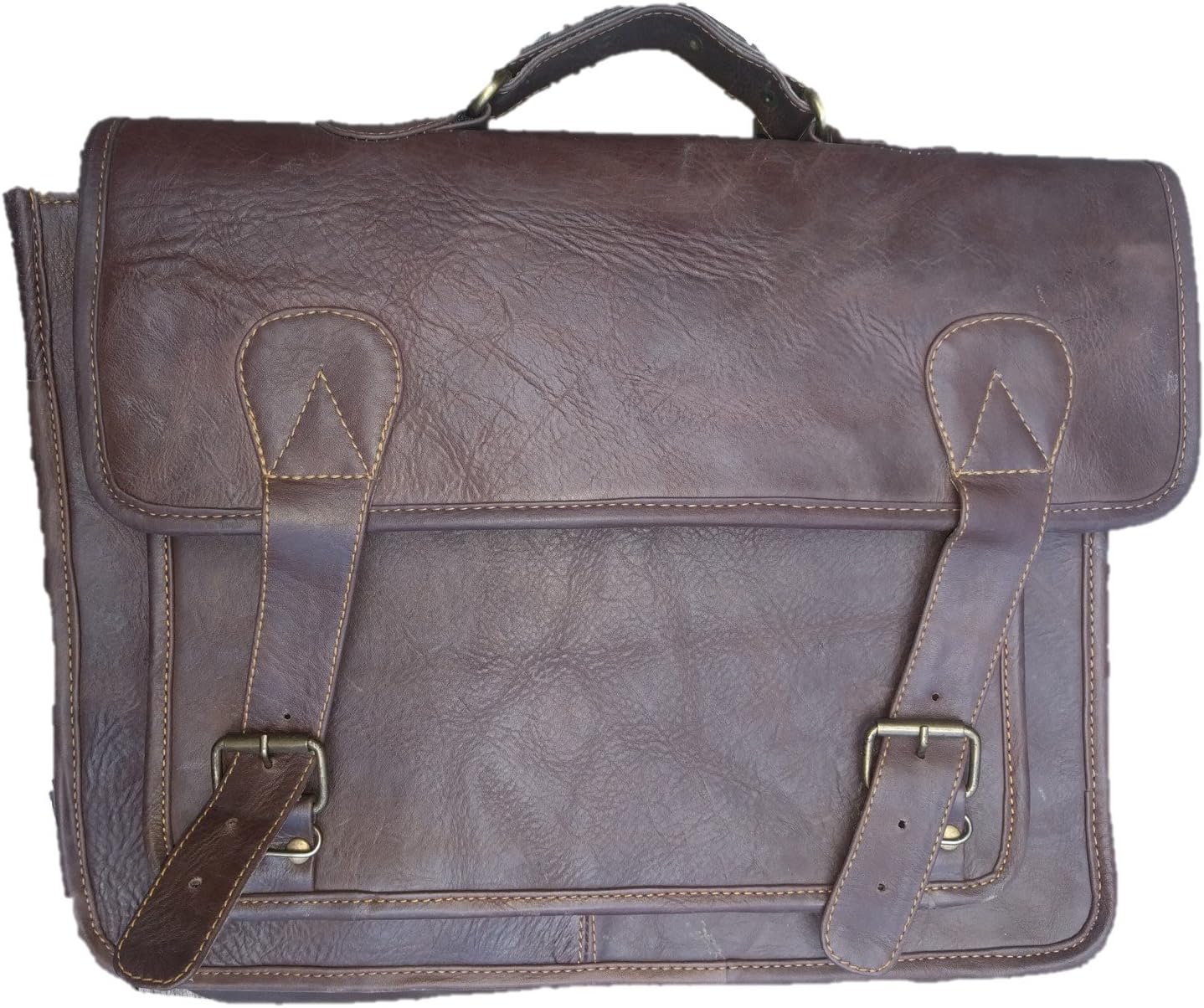 distressed leather briefcase