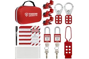TAEGIQI Electrical Lockout Tagout Kits for OSHA Compliance with Safety Padlocks,Group Lockout Hasps,Lock Out Tag Out Tags,Universal Circuit Breaker Locks,Loto Kit Set for Safe Electrical Lockouts,S01