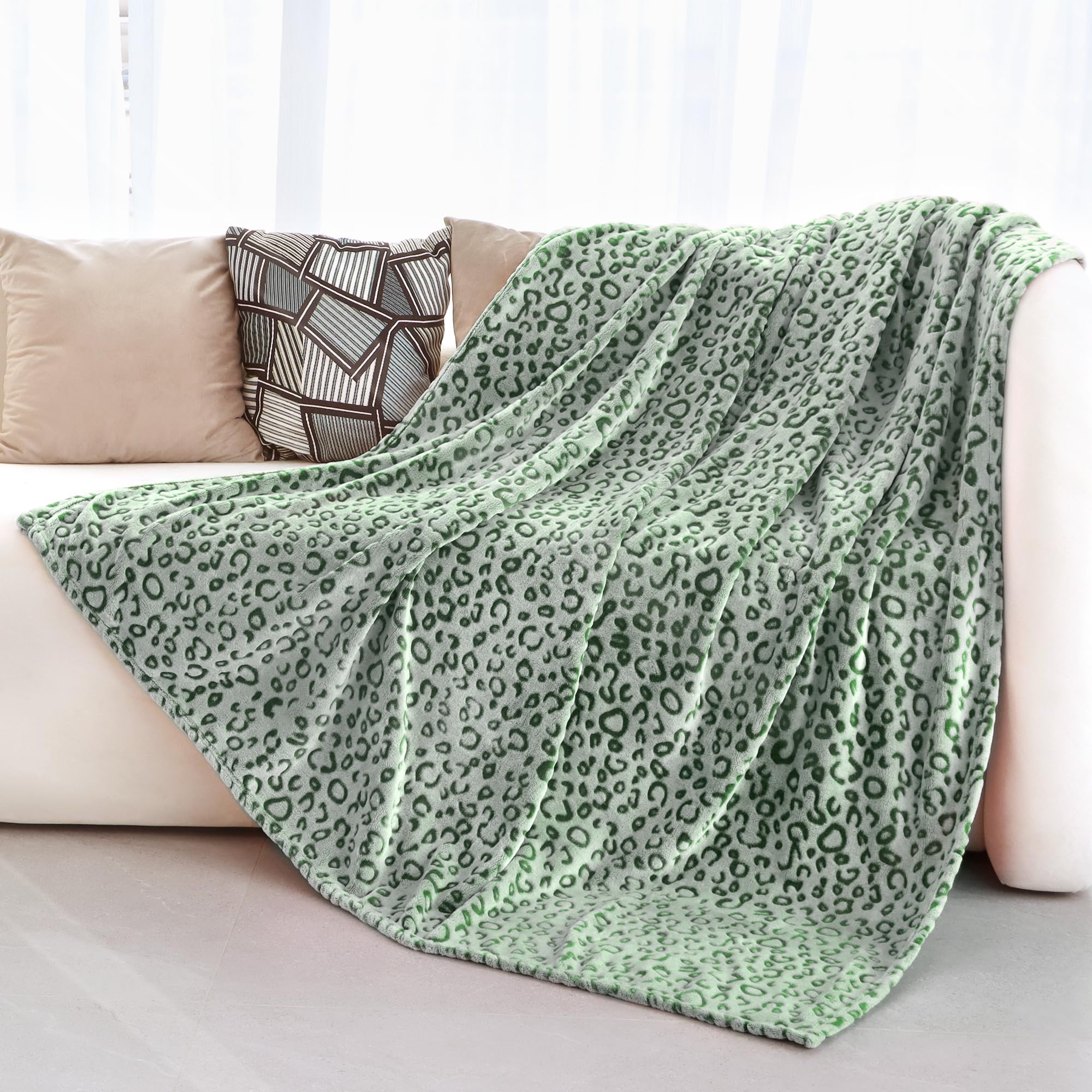 Lightweight Blanket Soft Plush Fleece Blankets Queen Size Throw Blanket for Bed Green