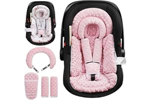 BOMOLOUR Infant Car Seat Insert with Removable Cushion for Baby Preemie Newborn Infant, Reversible carseat Insert Head Body Support Fits for Stroller, Baby Swing, Rocker, Bouncer, Bassinet - Pink