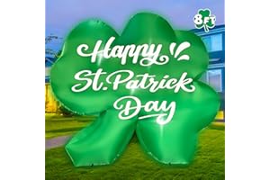SEASONBLOW 8 Ft Long St. Patrick's Day Inflatables Shamrock Decoration, LED Light Blow Up Giant Lucky Shamrock for Irish Theme Party Home Yard Lawn Garden Indoor Outdoor