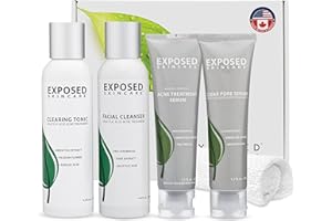 Exposed Skin Care, Basic Acne Treatment Kit with 2.5% Salicylic Acid and 3.5% Benzoyl Peroxide to Clear Up Teen, Adult, Hormonal and Cystic Acne – Natural, Non-toxic and Cruelty Free