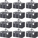 12 Pack Extra Heavy Duty Large Moving Bags with Strong Zipper & Comfortable Handles, Sturdy & Durable Clothes Storage Bags Totes Bins, Packing Moving Boxes for College Supplies, Gray