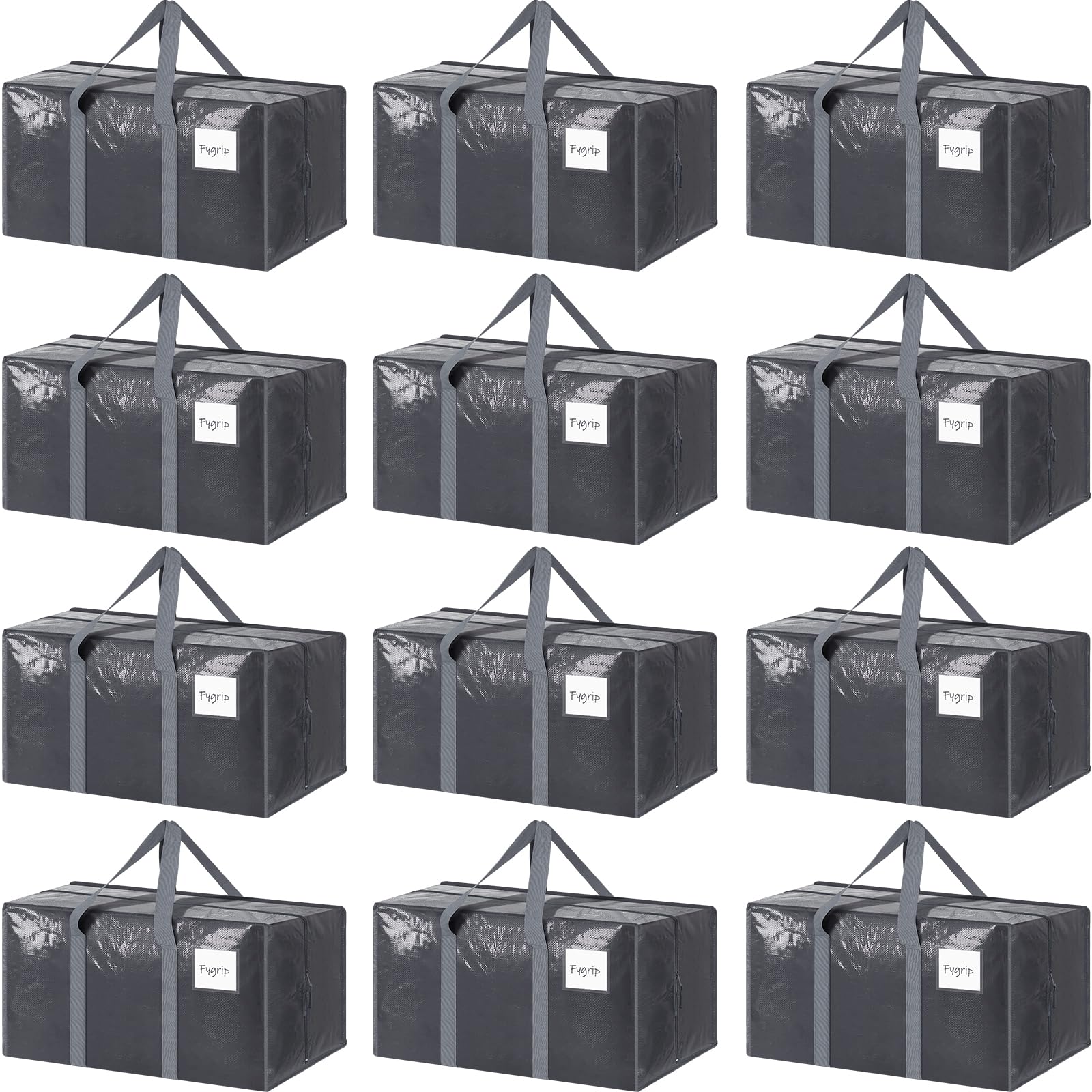Photo 1 of 12 Pack Extra Heavy Duty Large Moving Bags with Strong Zipper & Comfortable Handles, Sturdy & Durable Clothes Storage Bags Totes Bins, Packing Moving Boxes for College Supplies, Gray