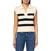 Velvet by Graham and Spencer Women's Mariette Cotton Cashmere Vest, Cream/Black, S