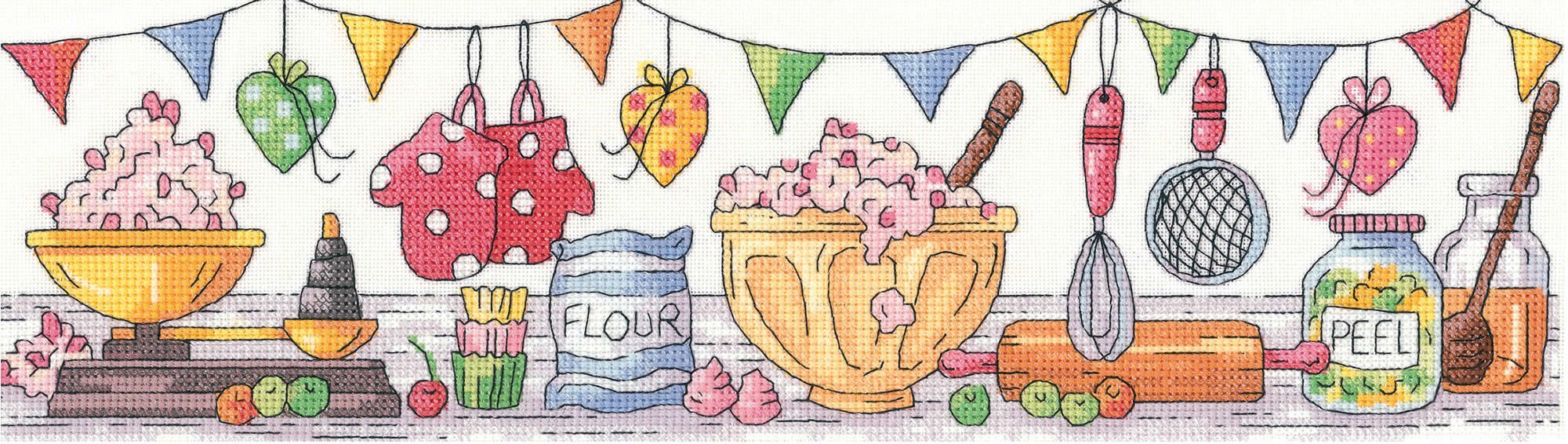 Heritage Crafts Cross Stitch Kit - Ready, Steady, Bake! (Aida)