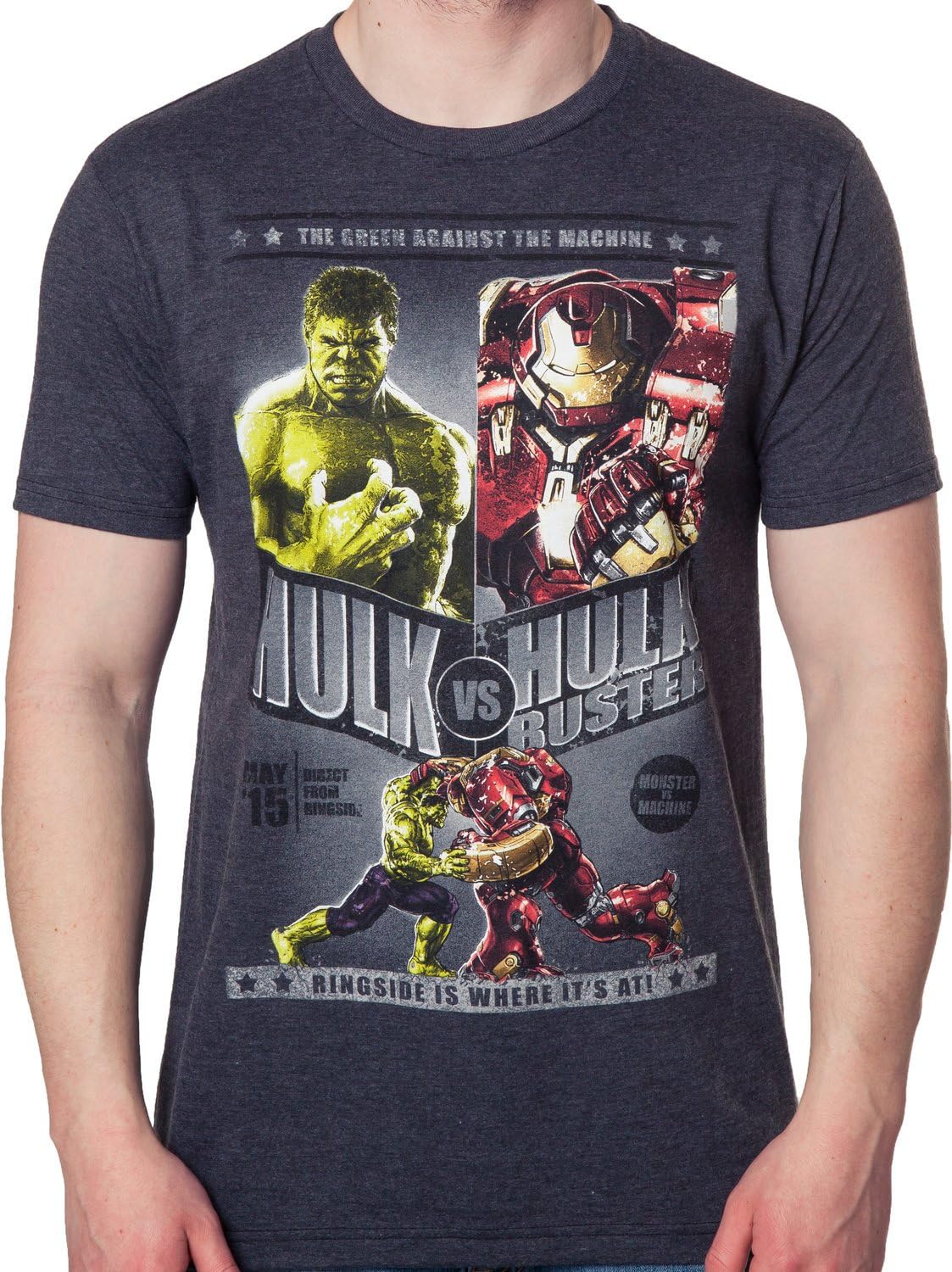 Men's Hulk Vs Hulk Buster Movie avengers T-Shirt Charcoal Heather XL