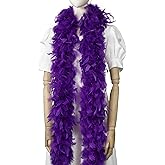 Larryhot Purple Chandelle Boa Feathers - 45g 2 Yards Boas for Adults,Mardi Gras,Wedding,Centerpieces,Concert,Carnival and Home Decoration(45g-Purple)