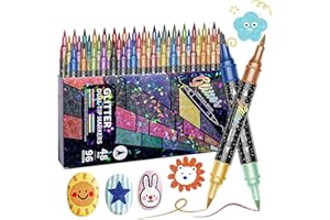 Glitter Paint Pens - Double-Tip Water-Based Ink Set, 1 Set Glitter Pens For Coloring Painting For Adults, Felt Nib With Shimm