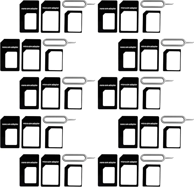 Amazon Com 10 Pack New Nano Sim Adapter And Micro Sim Adapter And Nano To Micro Adapter With Sim Eject Pin Needle Black