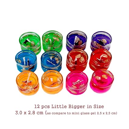 Thirteenkcanddle Glass Gel Candles (Multicolour) - 12 pieces
