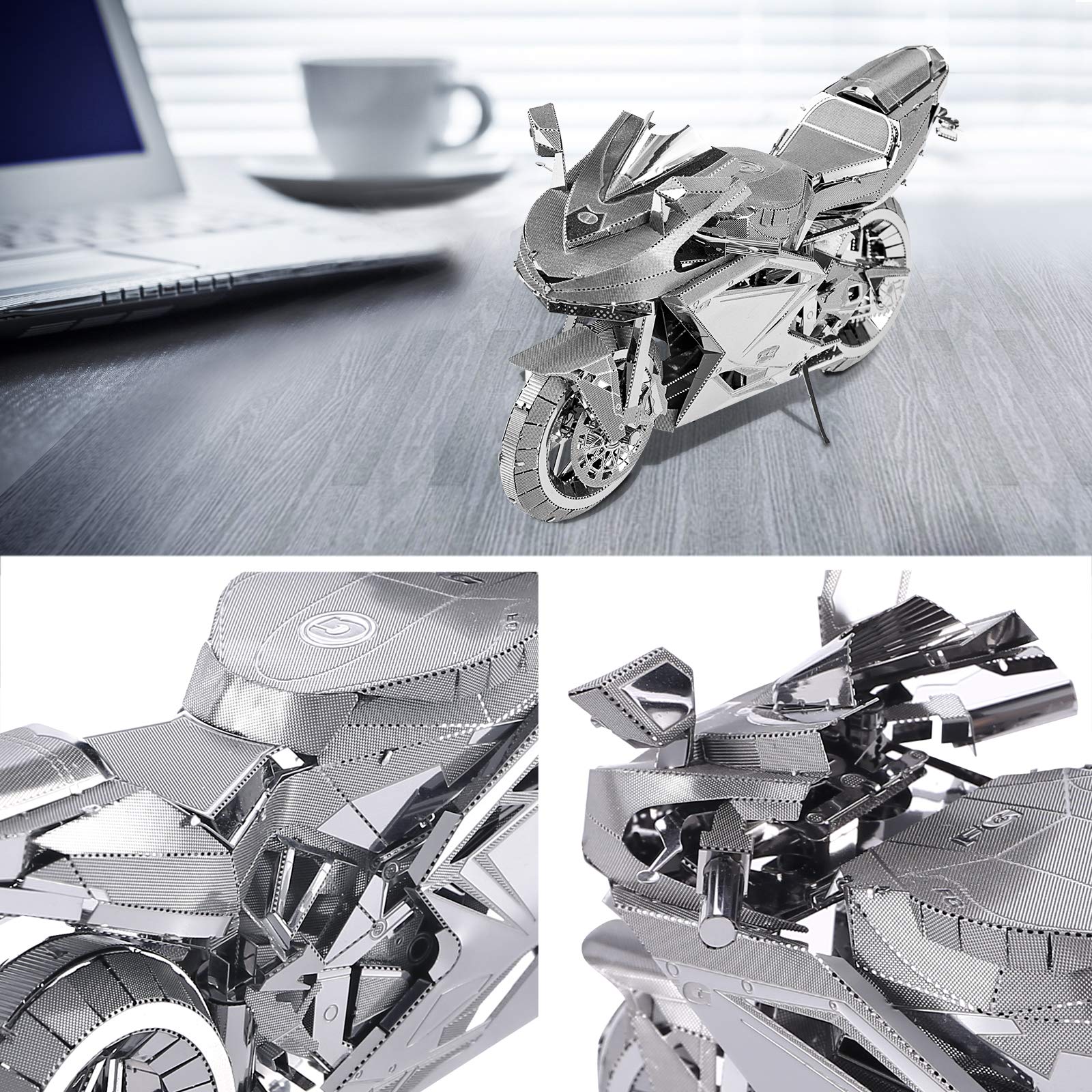 Piececool 3D Metal Puzzles for Adults, DIY 3D Motorcycle Model Kits,3D Puzzles for Teen Men Craft Kits, Great Birthday Gifts, 72 Pcs