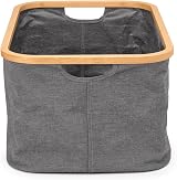 Brabantia 40L Foldable Laundry Basket Pepper Black Water Resistant Bamboo Rim view 3