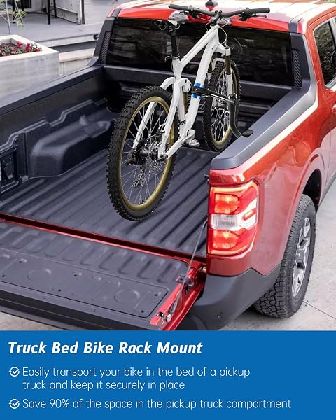 TRUCK BED BIKE RACK, PICKUP BED BIKE MOUNT FOR STANDARD PICKUP TRUCK WITH ANTI-COLLISION RUBBER PAD TO PROTECT THE PAINT SURFACE, NO REMOVE TIRE