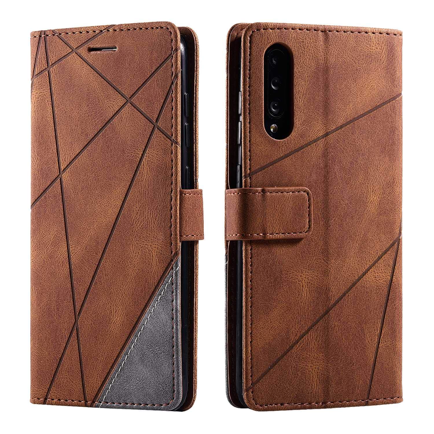 SONWO Case for Galaxy A70S Case, Premium Leather Flip Wallet Case Magnetic Closure Card Slots Kickstand Phone Case for Samsung Galaxy A70S, Brown