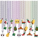 NOVWANG 21 PCS Cinco de Mayo Fiesta Beaded Necklace, Metallic Bead Colorful Necklace for Mexican Fiesta Bachelorette Party Decorations Favors Supplies Decorations (11 Style)