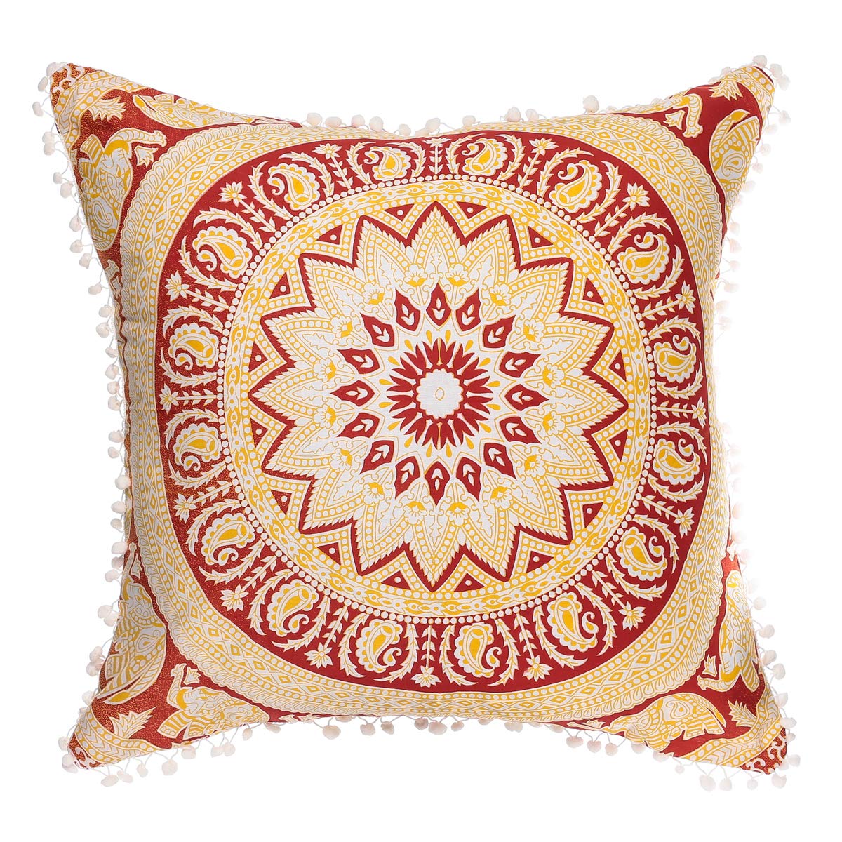 75 75 Cms Euro Chams Red Yellow And White Mandala Square Floor
