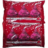 Holiday Hershey's Kisses Milk Chocolate with Cherry Cordial Crème, 10-Ounce Bag (Pack of 2)