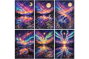 6 Pack landscape diamond art kits for adults 12x16 Inch Full Drill DIY 5D diamond painting kits for beginners Landscape Anima