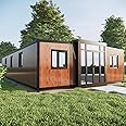 Feekercn 40FT Tiny House to Live in,Portable Prefab House with 3 Bedroom,1 Full Equiped Bathroom and Kitchen,Prefabricated Container House for Adults Living,Foldable Mobile Home with Steel Frame
