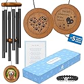 Dog Memorial Wind Chime 28" with 5 Pendant Designs and Comforting Pet Loss eBook- Pet Memorial Gifts-Loss of Dog Sympathy Gift-Dogs Wind Chimes, Remembrance Gift