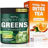 Total Tea Citrus-Cinnamon Detox tea and Green Powder for Digestive Health with Turmeric, Amla Powder &amp; Vitamin C - 30 Servings
