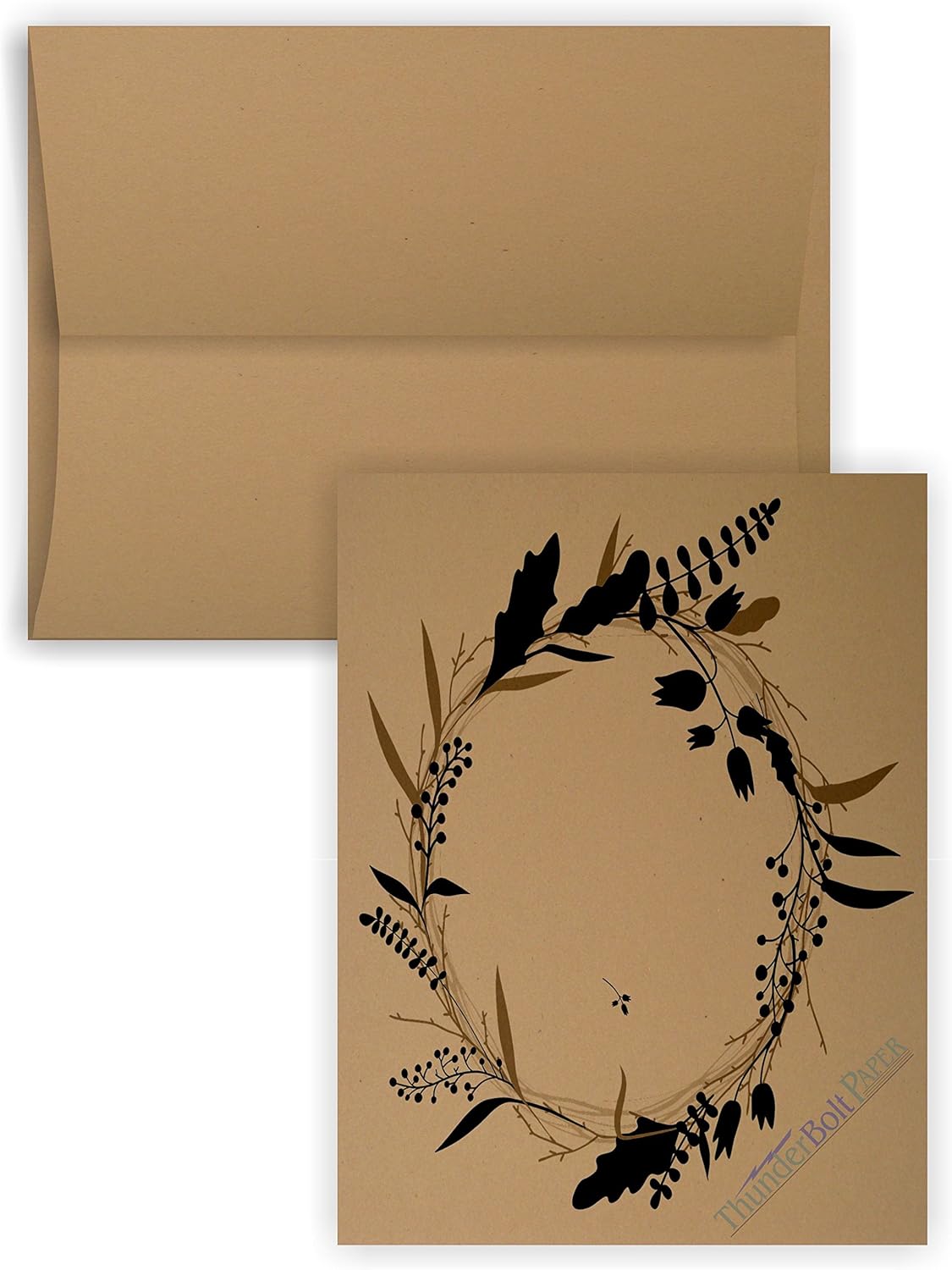 5X7 Cut Size Cards with A-7 Envelopes - Brown Kraft Fiber - 50 Sets - Matching Pack - Invitations, Greeting, Thank Yous, Notes, Holidays, Weddings, Birthdays, Announcements - 80# Cardstock : Office Products
