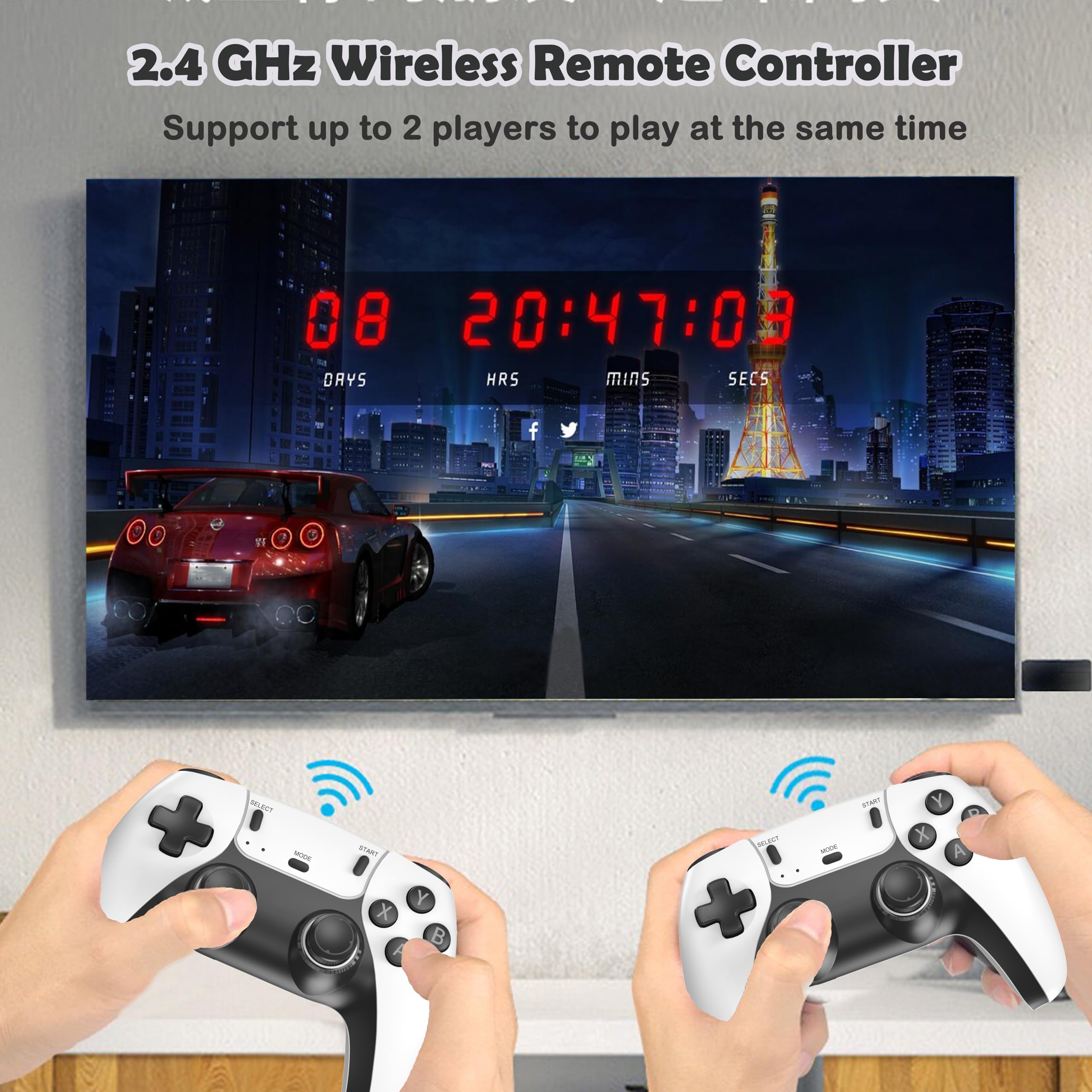 Retro Gaming Console, Plug and Play Video Game Console Built in 40000+ Games,28 Classic Emulators, 4K High Definition HDMI Output for TV with Dual Controllers