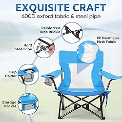 HaSteeL Folding Beach Chair Set of 2, Foldable Blue
