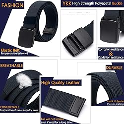 LionVII Men's Elastic Stretch Belt, Canvas Web Belt