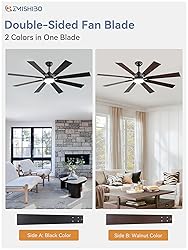 ZMISHIBO 62 inch Large Ceiling Fans with Lights and