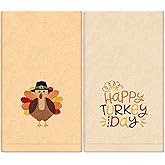 JarThenaAMCS 2Pcs Fall Thanksgiving Hand Towels Cute Turkey Embroidered Cotton Bathroom Towels Autumn Dish Towels with Ribbons for Drying Cleaning Cooking Gift, 29.5 x 13.7 Inch