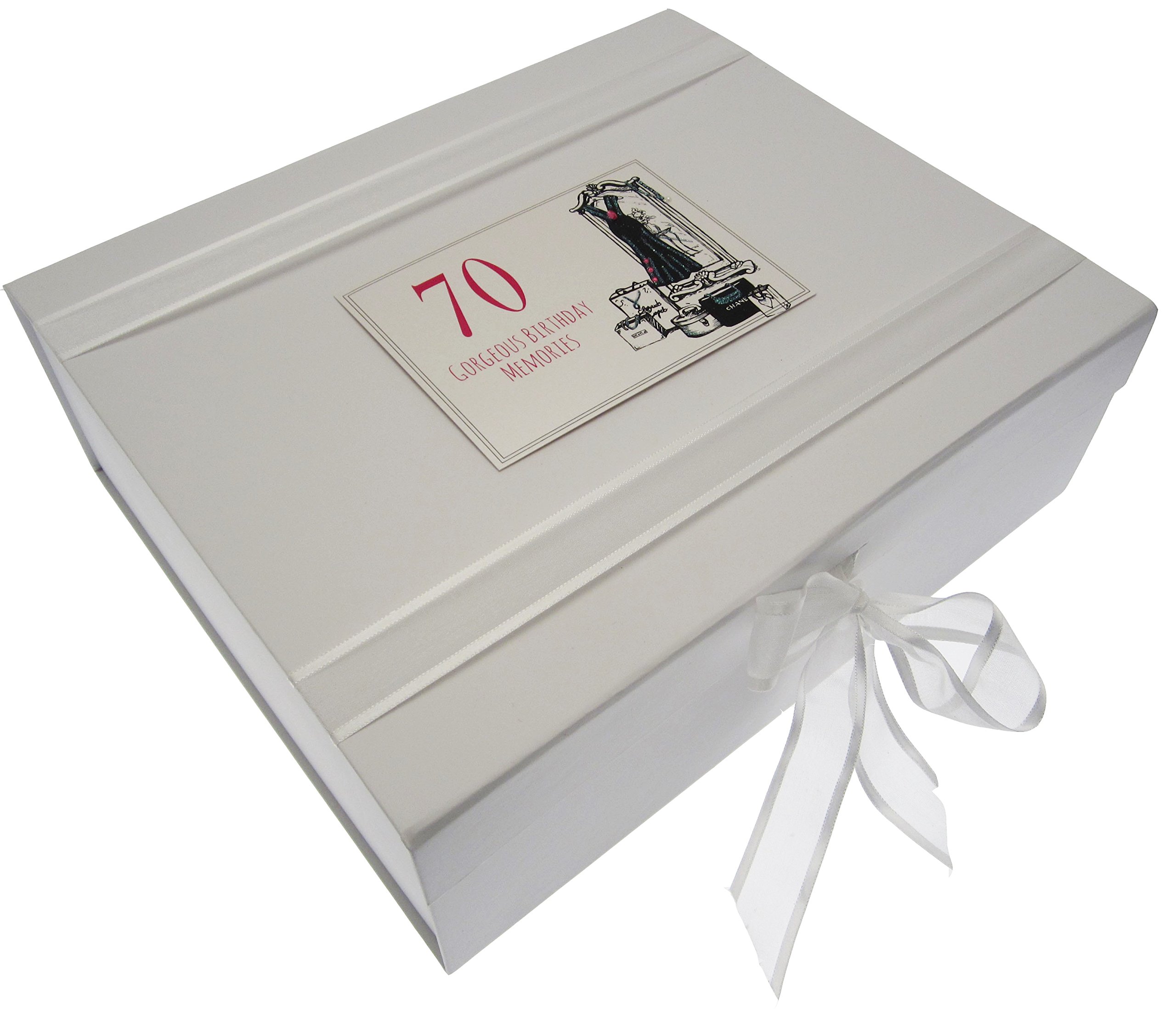 White Cotton Cards 70th Birthday, Large Keepsake Box, Evening Dress