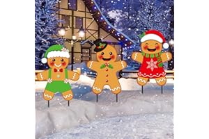 Drydiet 3 Pack Metal Christmas Yard Signs Decor Xmas Yard Stakes Outdoor with Stakes for Holiday Outdoor Garden Lawn Pathway 