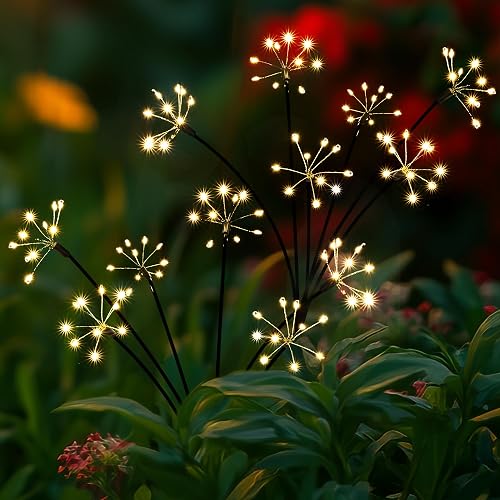 PATIOPIA Solar Lights Outdoor Garden, Upgraded 2 Pack Solar Swaying Starburst Light, Waterproof Firefly Lights for Yard, Pathway, Flowerbed, Patio Decor