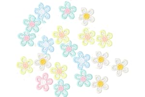 Leadigol 60pcs Flower Sew On Patches Crochet Floral Petals Appliques, Lace Flowers Applique Embroidery Flowers Sew On Patch,for Clothes Backpacks Hats Jeans Jackets