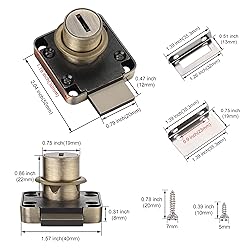 Naissian Bronze Key Lock Cabinet Locks with 4 Keys