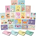 S&O Box of Birthday Cards with Envelopes - Bulk 24 Unique Happy Day Notes - Colorful Birthday Decor Bulk for Office & Home -