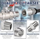 Bwintech 6 Pcs 1/2" Male to 1/2" Male BSP Stainless Steel Hex Nipple Pipe view 3