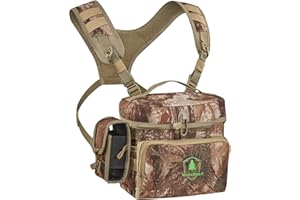 Binocular Harness Chest Pack with Rangefinder Pouch, Bino Harness with Rain Cover for Hunting