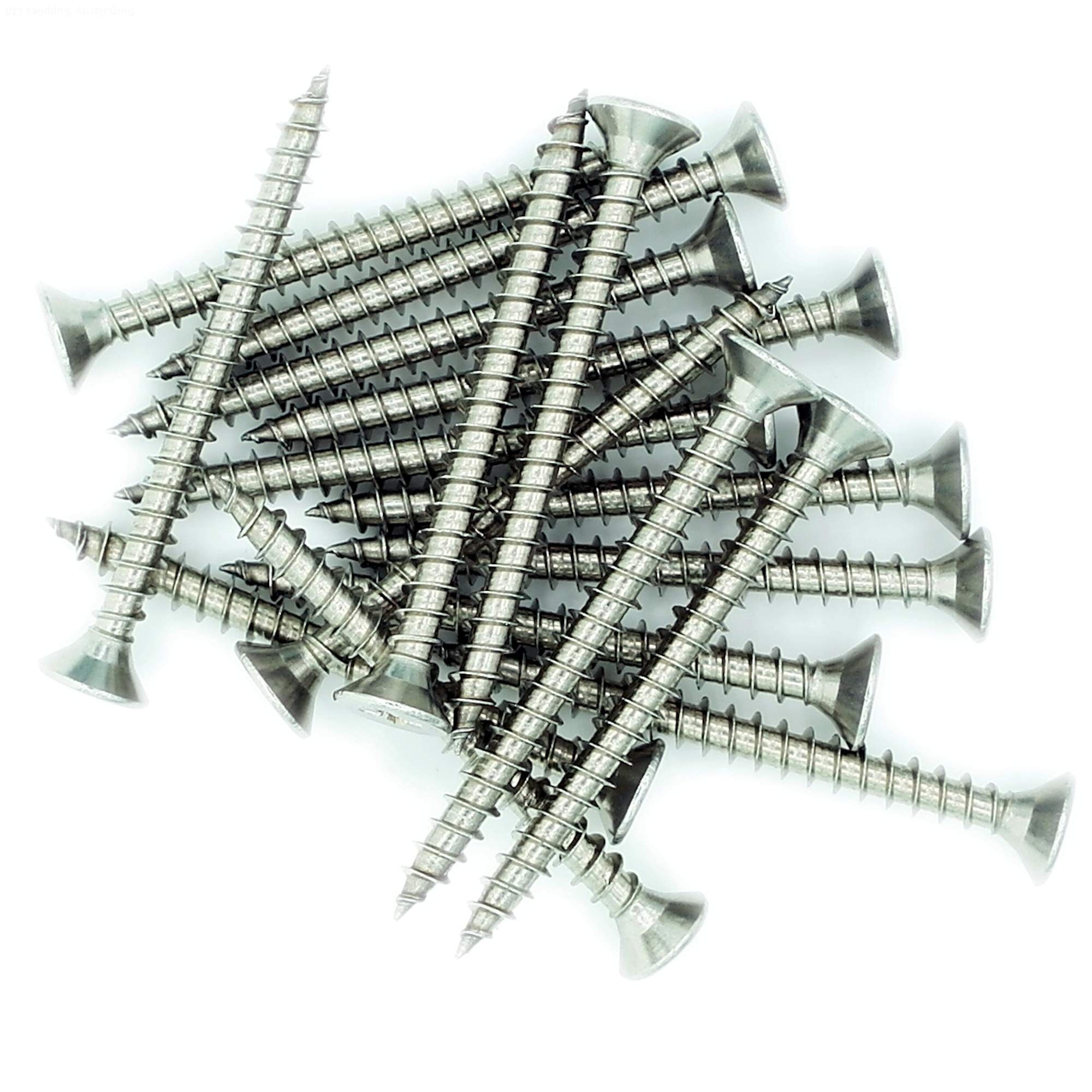 No.10 x 3.2 (5mm x 80mm) Pozi Countersunk Chipboard Screw - Stainless Steel (A2) (Pack of 20)