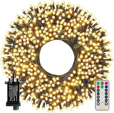 Ollny Christmas Tree Lights Outdoor 80m 800 LED Warm White IP44 Remote