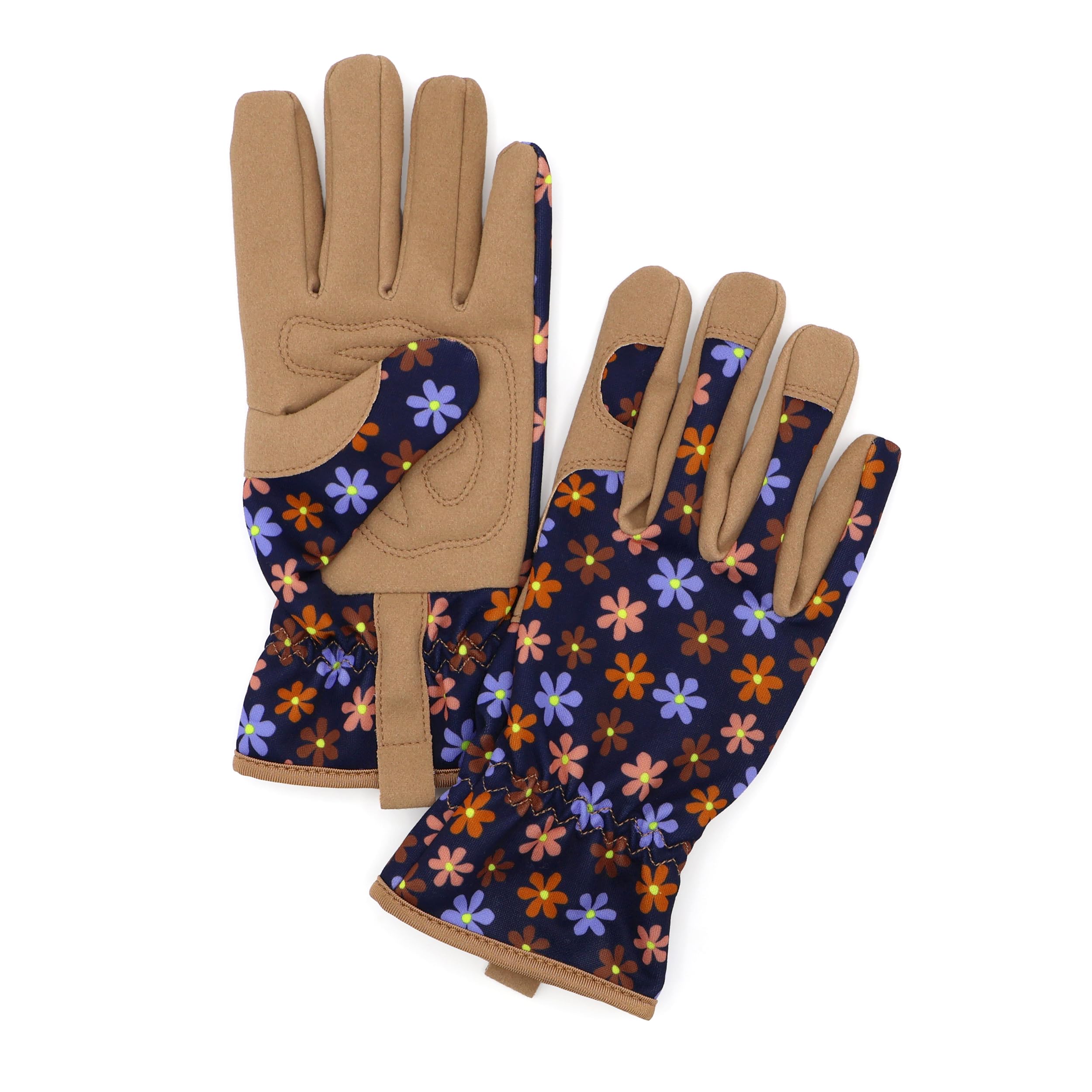 Robert Frederick Outdoor Gardening Gloves - Women's One Size – Flower Design - Padded with Elastic Cuffs