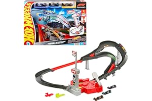 Hot Wheels Toy Car Track Set, 3 Formula 1 Die-Cast Vehicles in 1:64 Scale: McLaren F1 Team, Alpine & VCARB, Sprint Race Circuit (Teams May Vary)