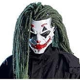 IUUBVV Futuristic Clown Mask, White and Red, Cosplay Costume Accessory