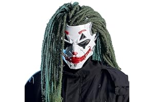 IUUBVV Futuristic Clown Mask, White and Red, Cosplay Costume Accessory