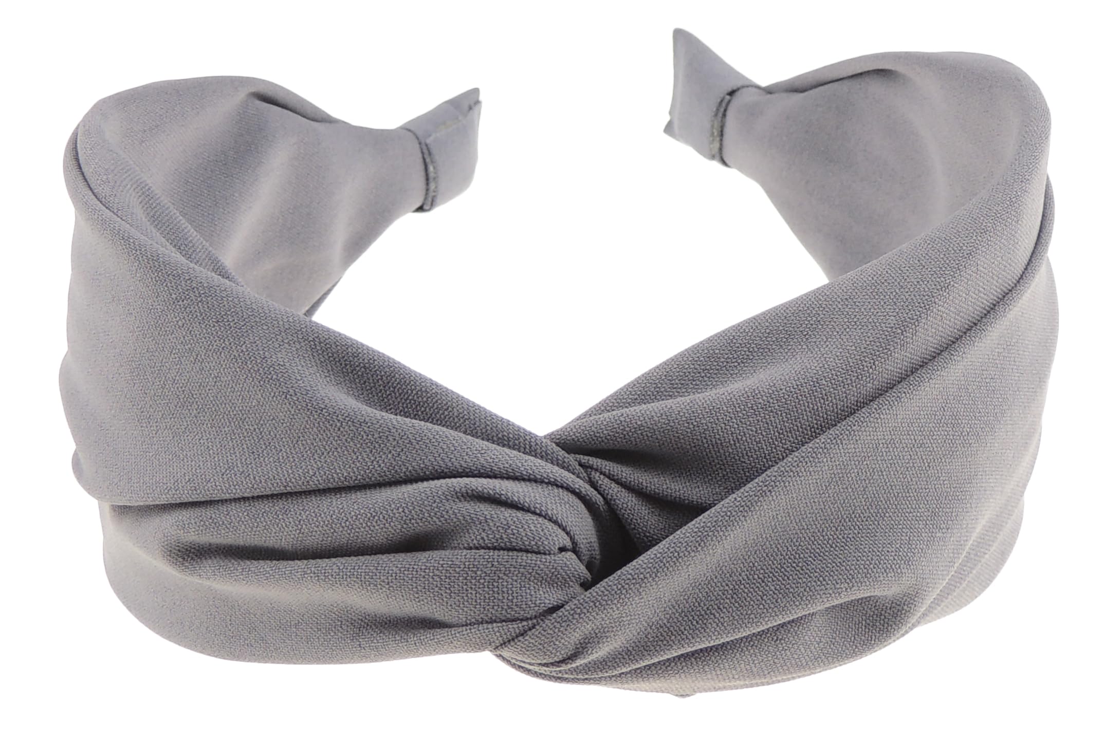 Ladies Wide Top Twist Detail Fabric Covered Headband Alice Band Wide Jersey (Grey)
