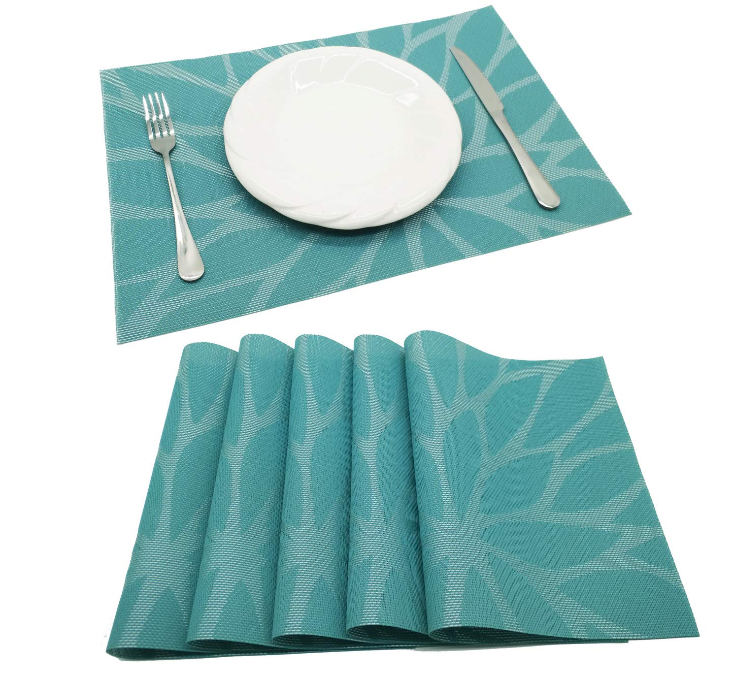 Tennove Placemats Set of 6, Woven Vinyl Table Mats PVC Placemats for